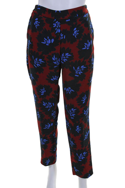 J Crew Women's Elastic Waist Flat Front Straight Leg Floral Pants Size 6