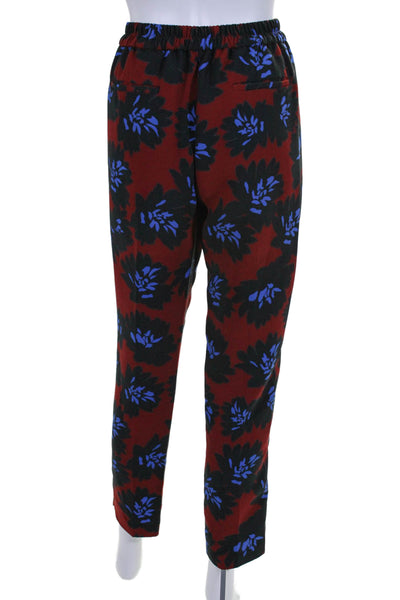 J Crew Women's Elastic Waist Flat Front Straight Leg Floral Pants Size 6