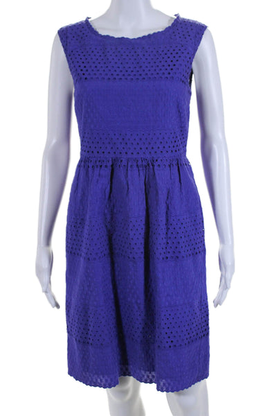 J Crew Women's Round Neck Sleeveless Fit Flare Mini Dress Purple Size 2