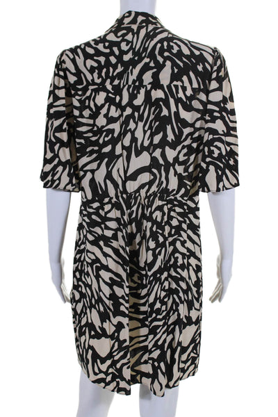 Ba&Sh Womens Short Sleeve Abstract Print Buttoned Shirt Dress Beige Black Size M