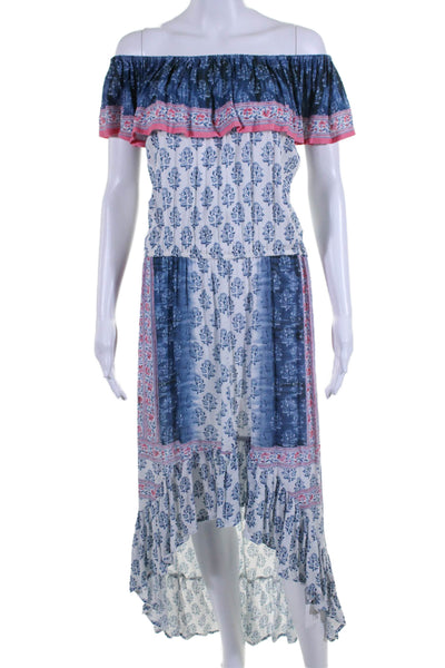 Feathers by Tonlani Womens Off Shoulder Floral Asymmetric Dress Multi Size M