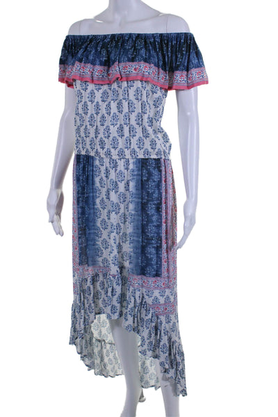 Feathers by Tonlani Womens Off Shoulder Floral Asymmetric Dress Multi Size M