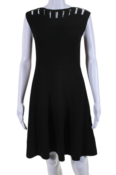 Milly Womens Sleeveless Cutout Knit A Line Dress Black Size M