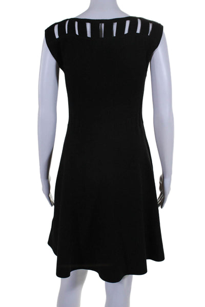 Milly Womens Sleeveless Cutout Knit A Line Dress Black Size M