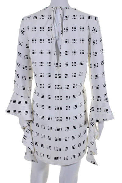 C/MEO Collective Womens Back Zip Long Sleeve Keyhole Mini Dress White Size Large