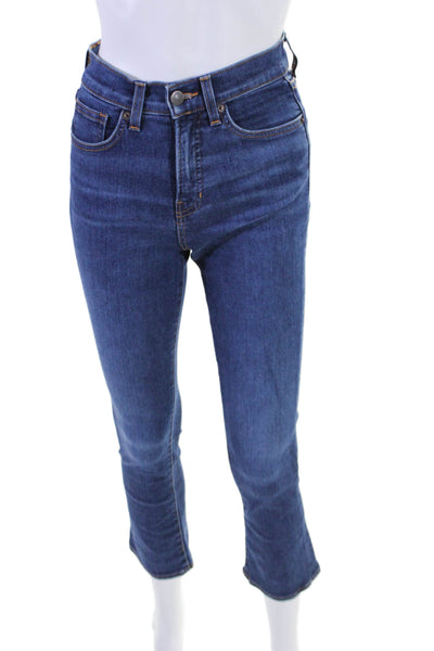 Veronica Beard Womens Cotton Carly Kick Flare Button Zip Jeans Blue Size EUR 25