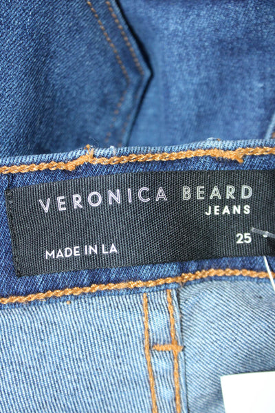 Veronica Beard Womens Cotton Carly Kick Flare Button Zip Jeans Blue Size EUR 25