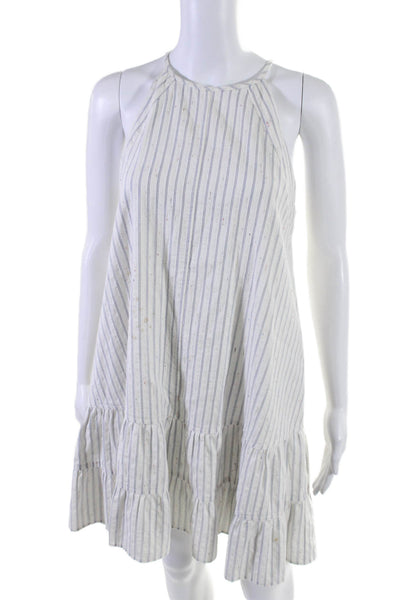 Rebecca Taylor Womens Cotton Striped Print Sleeveless A-Line Dress Beige Size 0