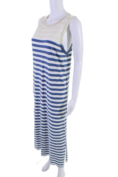 Current/Elliott Womens Cotton Striped Print Round Neck Tank Dress Blue Size 1