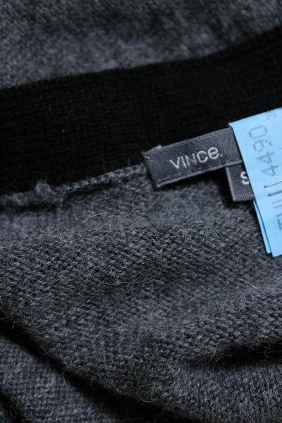 Vince Womens Gray Black Cashmere Blend V-Neck Cardigan Sweater Top Size S