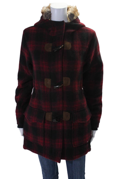 Legendary Whitetails Womens Plaid Coat Red Black Wool Blend Size Extra Small