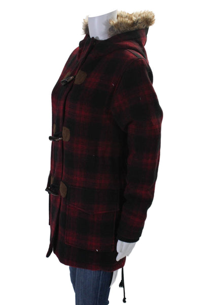 Legendary Whitetails Womens Plaid Coat Red Black Wool Blend Size Extra Small