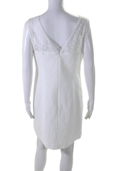 Lilly Pulitzer Womens Back Zip Sleeveless Lace Trim Shift Dress White Size 10