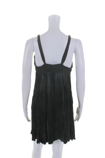 BCBGMAXAZRIA Womens Silk Black Beaded Sequins Sleeveless Shift Dress Size 8