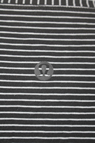 Lululemon Womens Black White Striped Crew Neck Long Sleeve Knit Top Size M