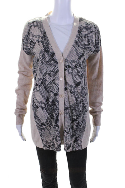 611 Saks Fifth Avenue Womens Long Sleeve Cardigan Sweater Cashmere Beige Small