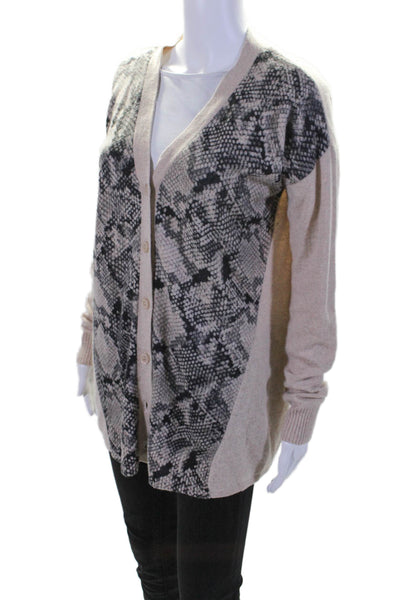 611 Saks Fifth Avenue Womens Long Sleeve Cardigan Sweater Cashmere Beige Small