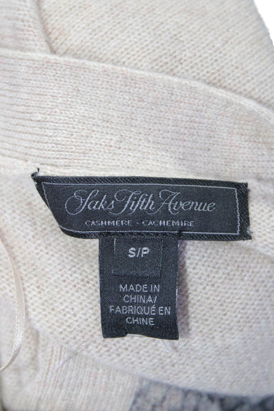 611 Saks Fifth Avenue Womens Long Sleeve Cardigan Sweater Cashmere Beige Small