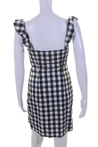 Wayne Womens Sleeveless Square Neck Check Print Dress Black White Size XS