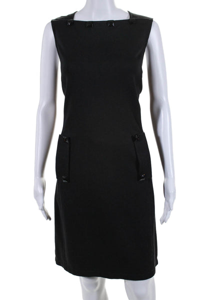 SoCa St. John Womens Back Zip Sleeveless Square Neck Dress Black Size 6