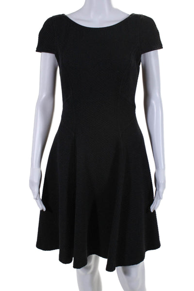 Yoana Baraschi Womens Short Sleeve Scoop Neck Knit A Line Dress Black Medium