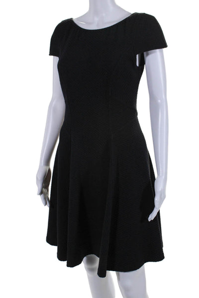 Yoana Baraschi Womens Short Sleeve Scoop Neck Knit A Line Dress Black Medium