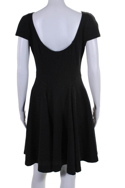 Yoana Baraschi Womens Short Sleeve Scoop Neck Knit A Line Dress Black Medium