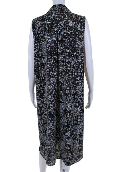 Donna Degnan Womens Button Front Collared Spotted Dress Black White Size 12