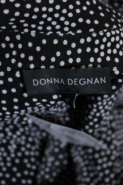 Donna Degnan Womens Button Front Collared Spotted Dress Black White Size 12