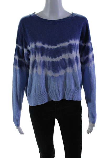 Central Park West Womens Cotton Tie Dye Print Long Sleeve Top Blue Size S