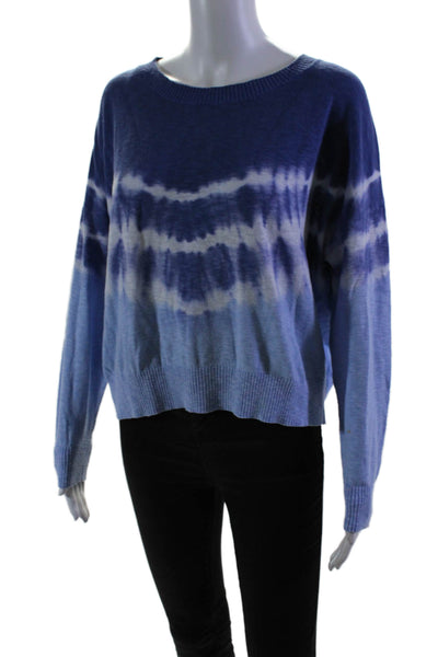 Central Park West Womens Cotton Tie Dye Print Long Sleeve Top Blue Size S