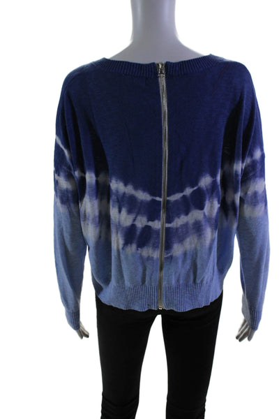 Central Park West Womens Cotton Tie Dye Print Long Sleeve Top Blue Size S