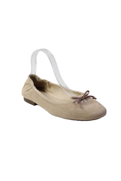 Cole Haan Womens Stretch Suede Bow Detail Round Toe Flats Beige Size 9B