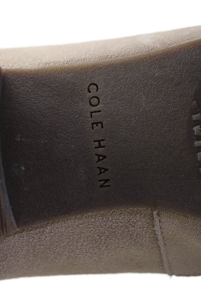 Cole Haan Womens Stretch Suede Bow Detail Round Toe Flats Beige Size 9B