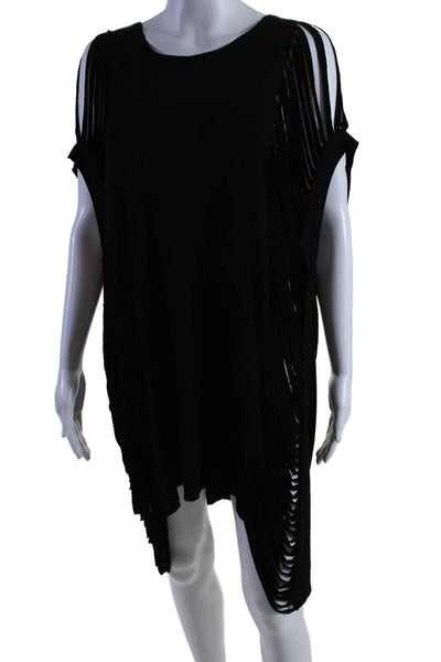Becca by Rebecca Virtue Womens Shredded Sleeveless Dress Black Size Medium