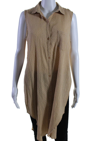 Mes Demoiselles Wolmens Swiss Dot Asymmetrical Tank Top Beige Size EUR 40