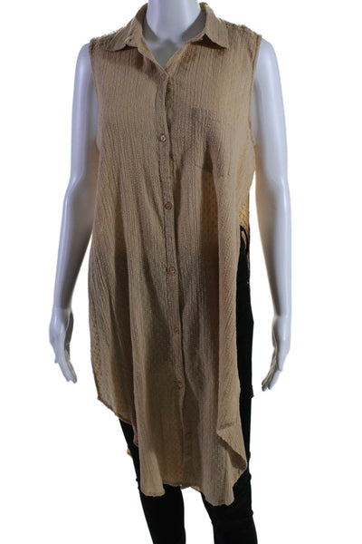 Mes Demoiselles Wolmens Swiss Dot Asymmetrical Tank Top Beige Size EUR 40