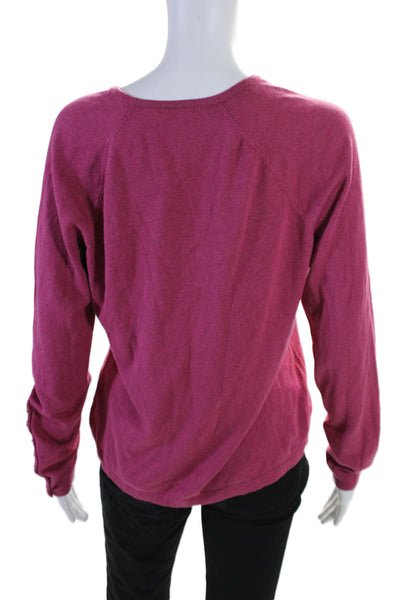 J. Mclaughlin Womens Cotton Blend Round Neck Pullover Sweater Top Pink Size L