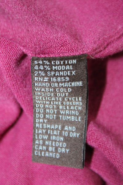 J. Mclaughlin Womens Cotton Blend Round Neck Pullover Sweater Top Pink Size L