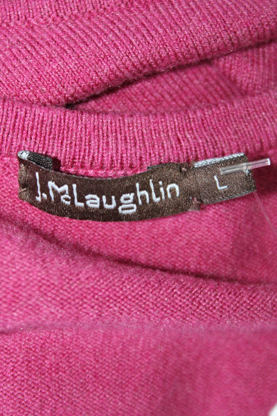 J. Mclaughlin Womens Cotton Blend Round Neck Pullover Sweater Top Pink Size L