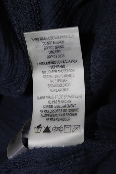 Calvin Klein Womens Cotton Long Sleeve Button Up Longline Blouse Top Navy Size M