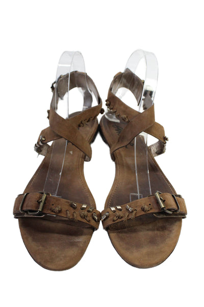 Lanvin Womens Leather Open Toe Buckle Ankle Strap Sandals Brown Size 10