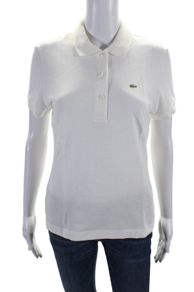 Lacoste Womens Cotton Short Sleeve Button Up Polo Shirt White Size 40