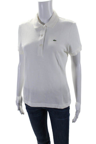 Lacoste Womens Cotton Short Sleeve Button Up Polo Shirt White Size 40