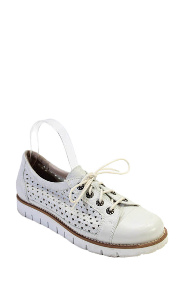 Dromedaris Womens Low Top Lace Up Casual Shoes Leather White Size 10