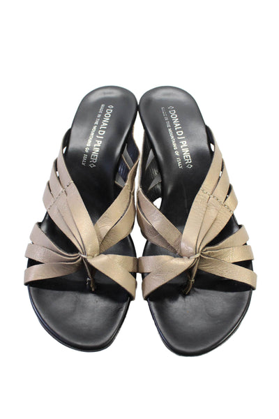 Donald J Pliner Womens Slip On Open Toe Platform Heels Brown Size 9 US