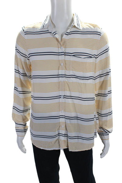 BeachLunchLounge Mens Long Sleeve Striped Collared Button Up Shirt White Large