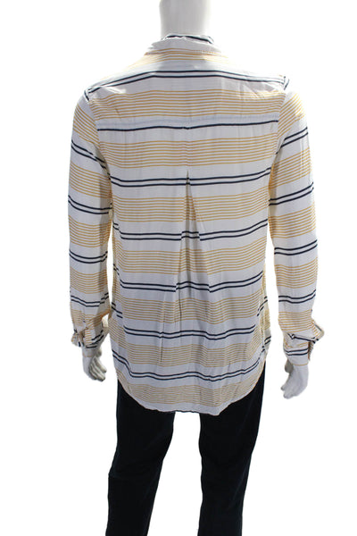 BeachLunchLounge Mens Long Sleeve Striped Collared Button Up Shirt White Large