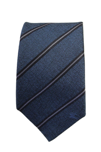 Burberry London Mens Silk Striped Classic Neck Tie Blue One Size