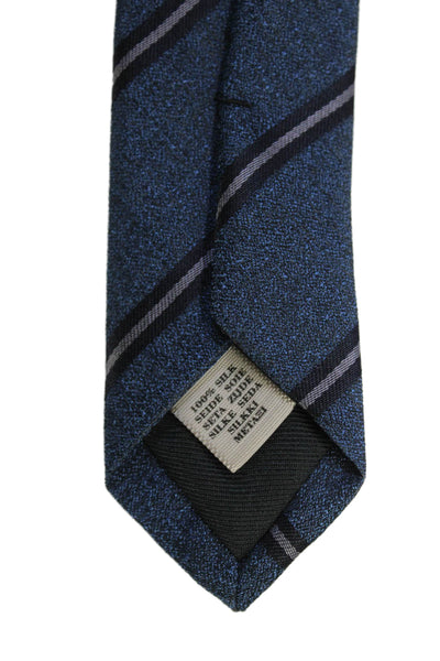 Burberry London Mens Silk Striped Classic Neck Tie Blue One Size